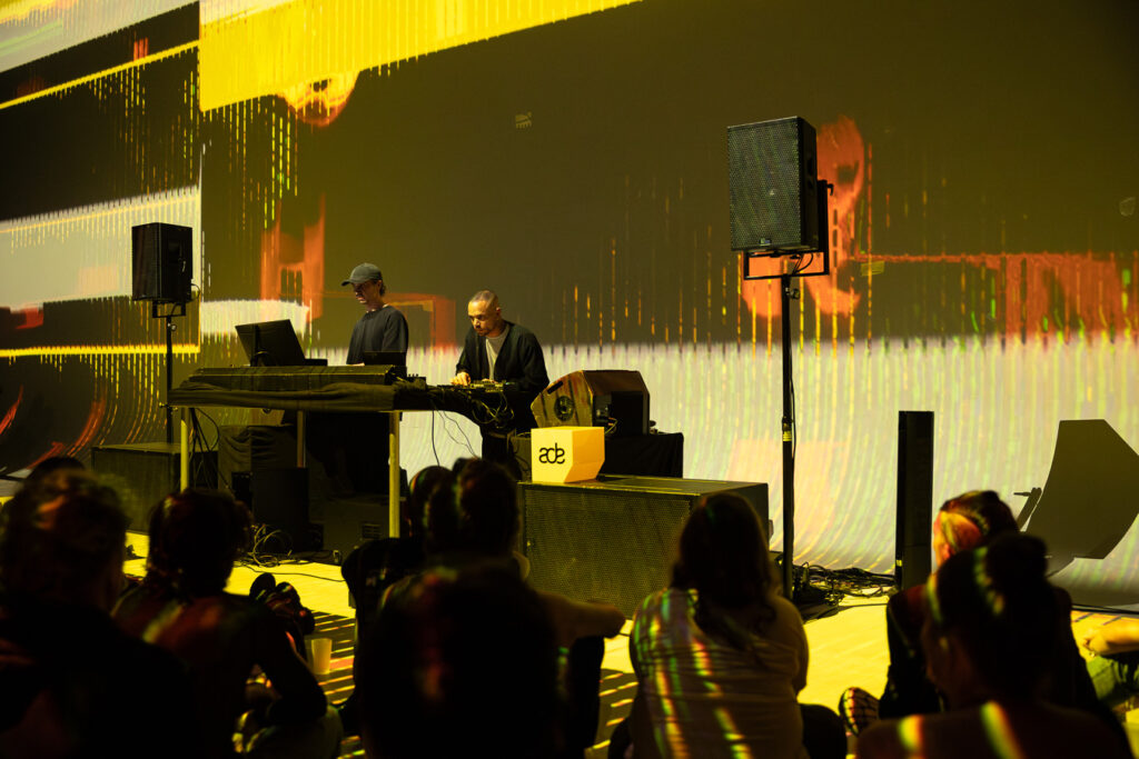 Spekki Webu and Matti Vilho audiovisual live performance during ADE 2024 at Nxt Museum.